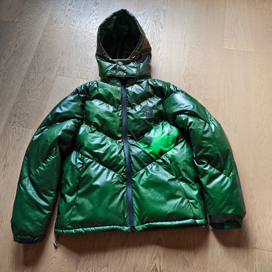 Hooded Glossy Puffer Jacket – Green