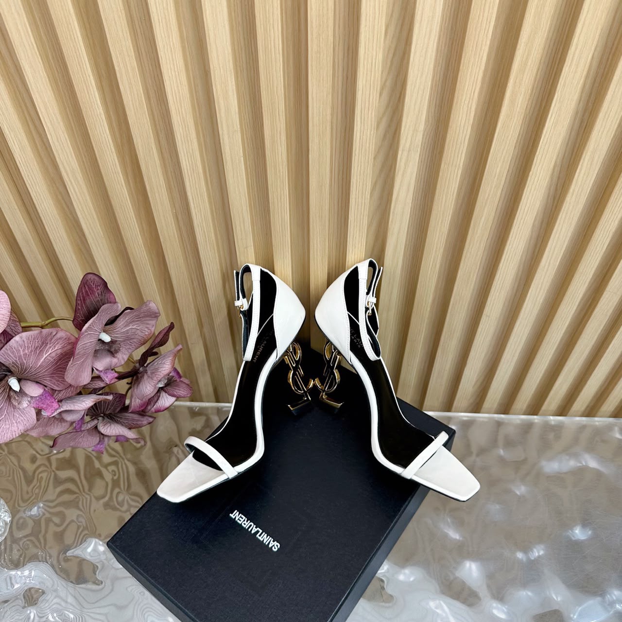 Elegant Square-Toe Stiletto Sandals – White