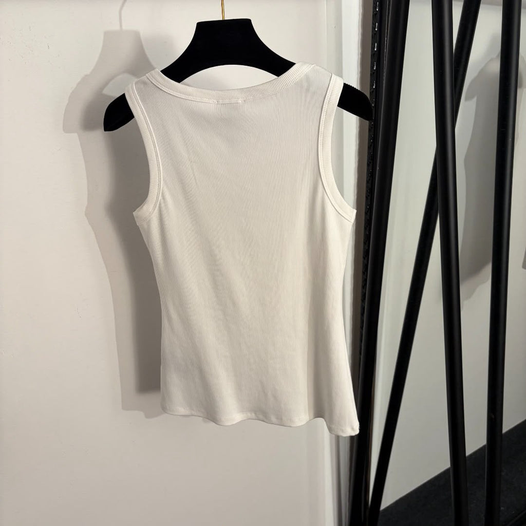 Ribbed Sleeveless Tank Top – Ivory