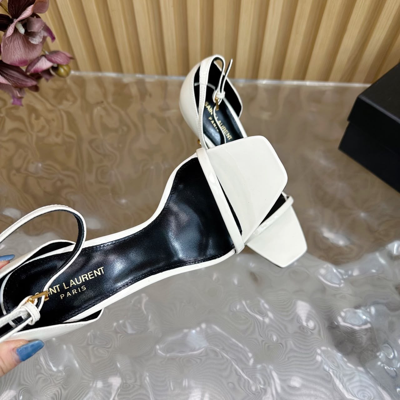 Elegant Square-Toe Stiletto Sandals – White