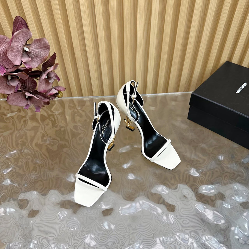 Elegant Square-Toe Stiletto Sandals – White