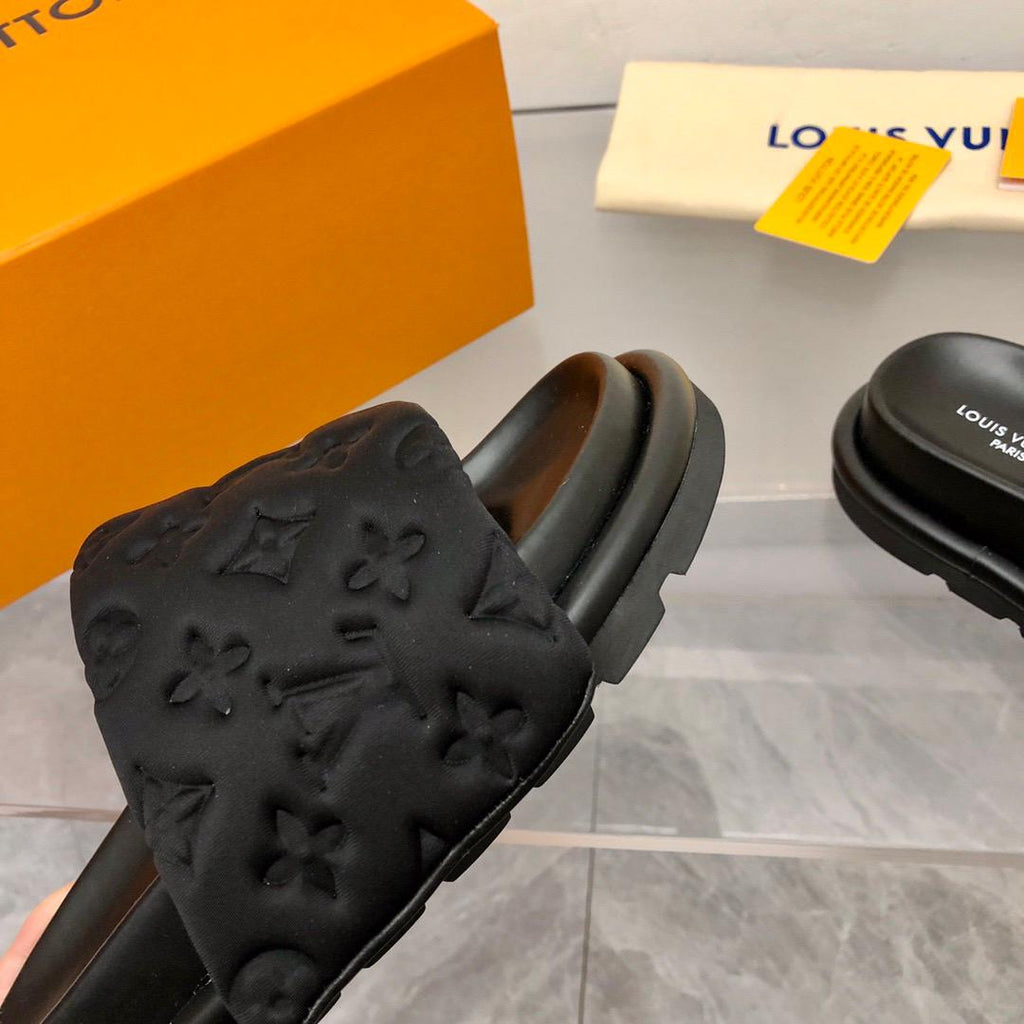 Midnight Embossed Comfort Slides