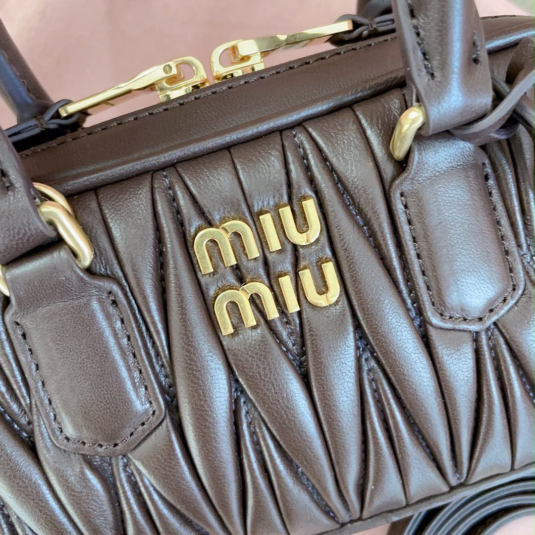 Espresso Matelassé Mini Boston Bag