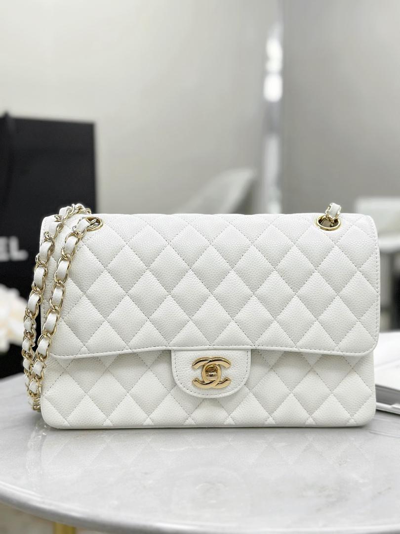 Ivory Quilted Chain Bag White