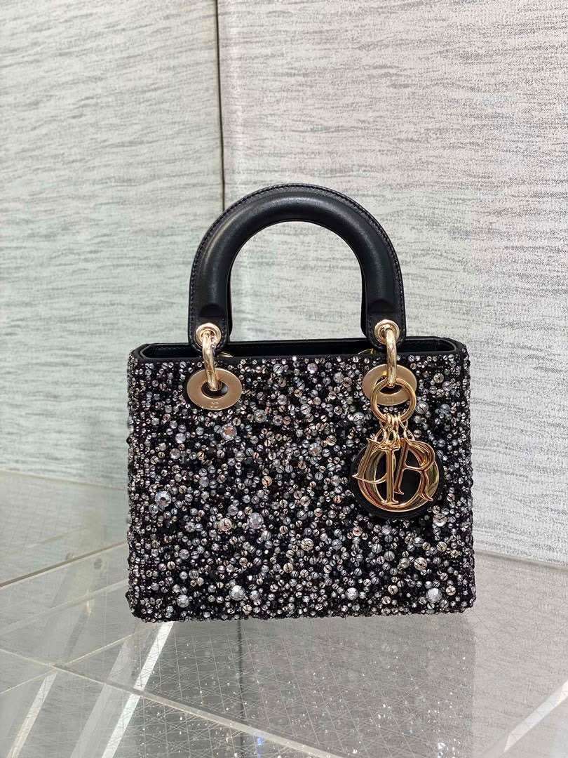 Crystal Beaded Top-Handle Shoulder Bag