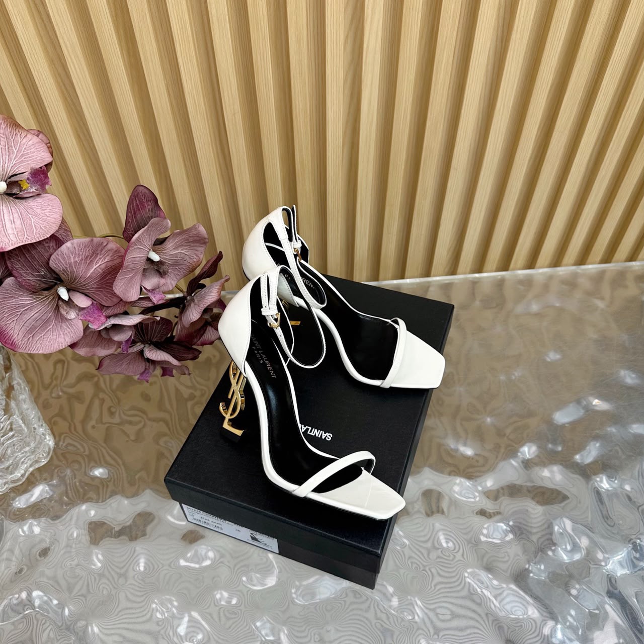 Elegant Square-Toe Stiletto Sandals – White