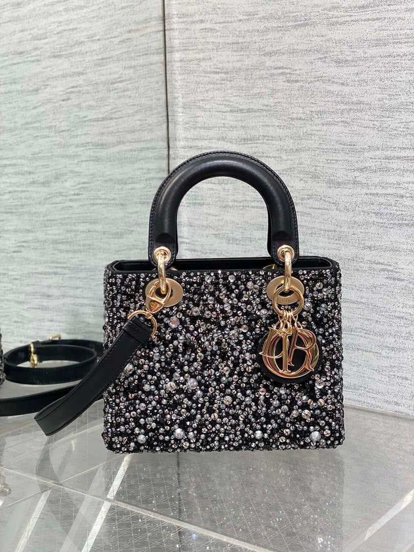 Crystal Beaded Top-Handle Shoulder Bag