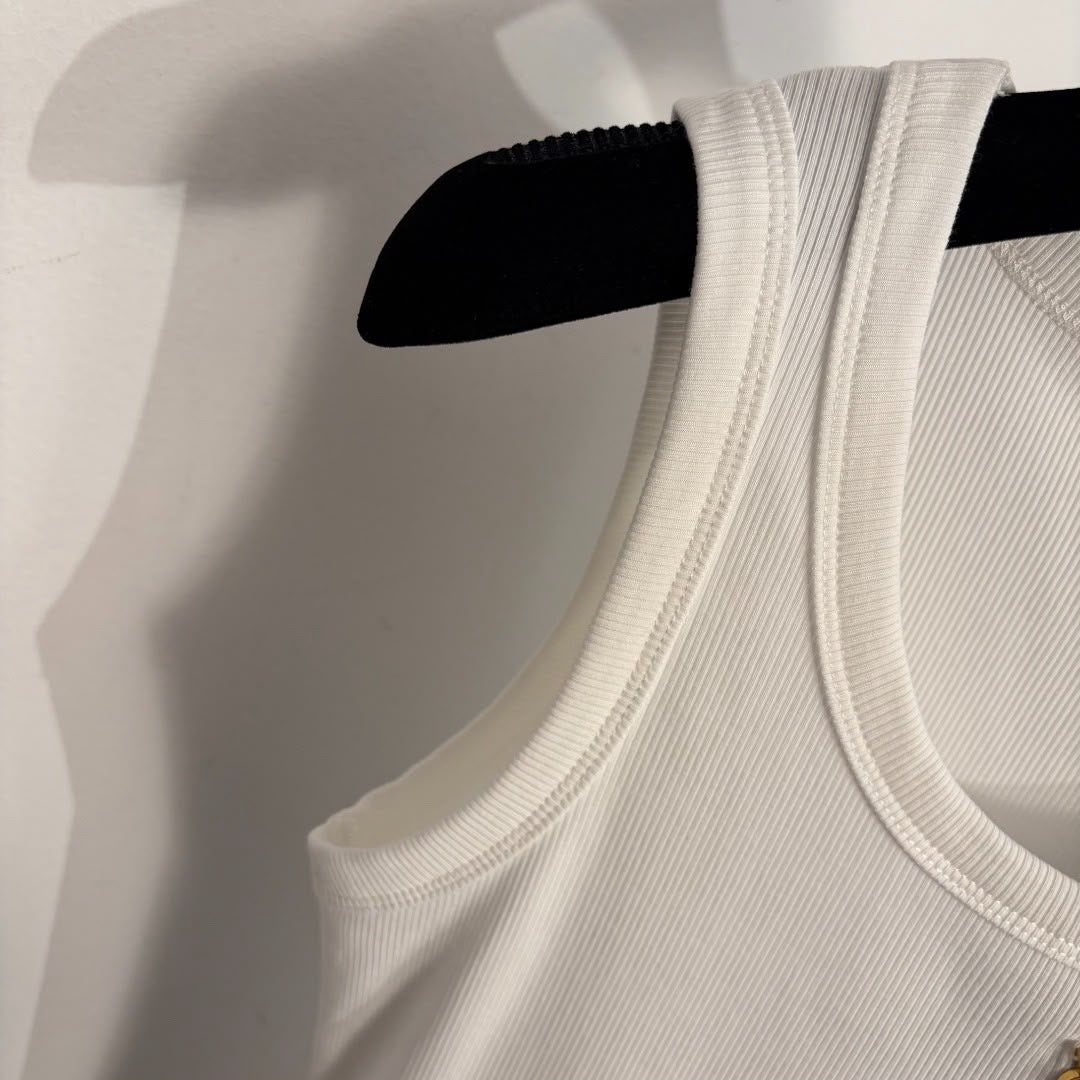 Ribbed Sleeveless Tank Top – Ivory