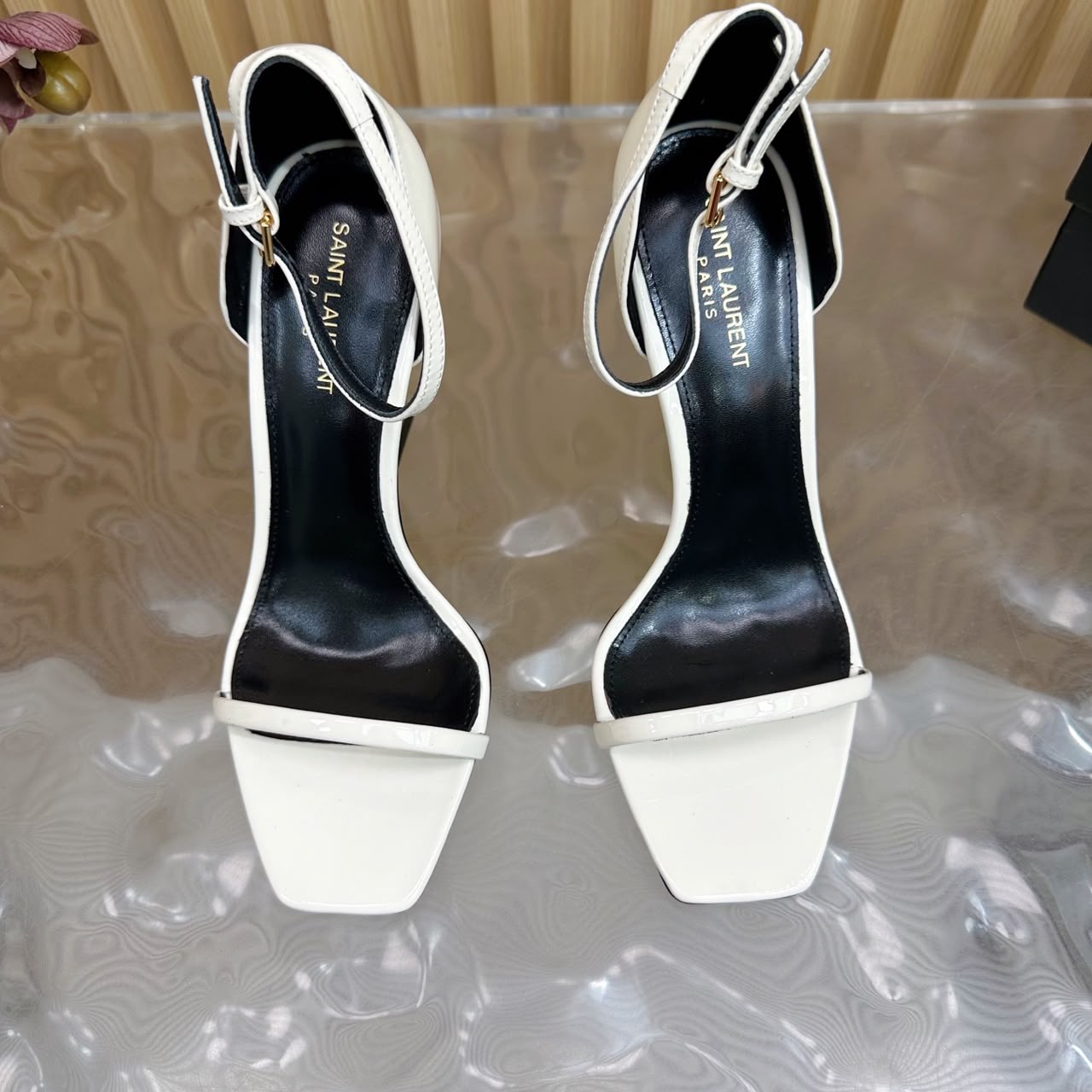 Elegant Square-Toe Stiletto Sandals – White