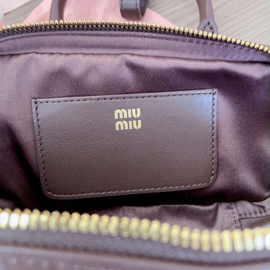 Espresso Matelassé Mini Boston Bag
