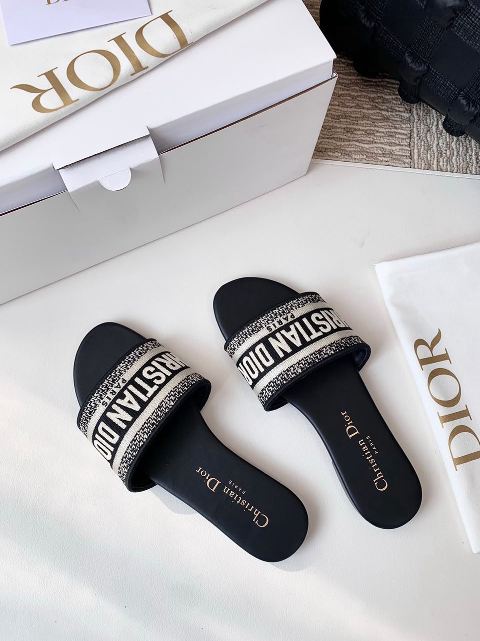 Monogram Woven Slide Sandals
