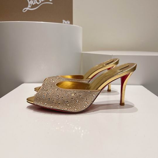 Gold Open-Toe High Heel Mules