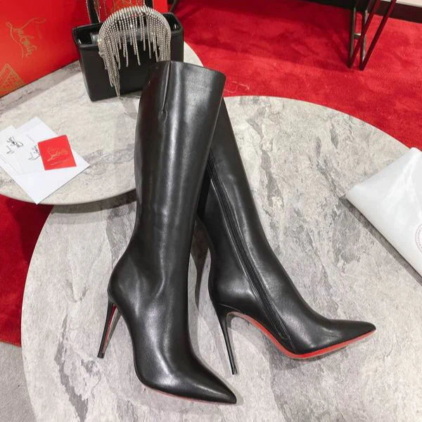 Leather Stiletto Knee-H Boots