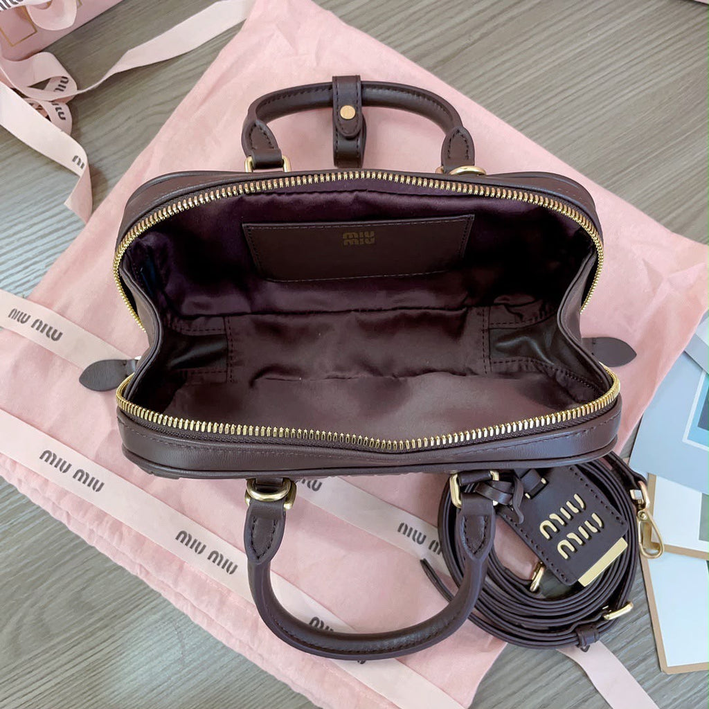 Espresso Matelassé Mini Boston Bag