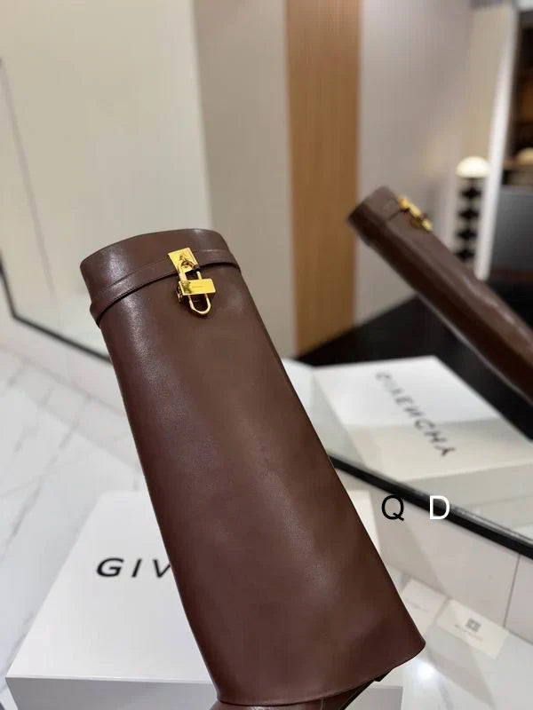 Leather Boots With Lock Detail