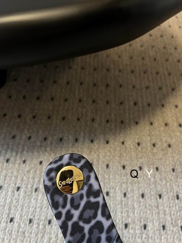 Grey Leopard Flat Slide Sandals