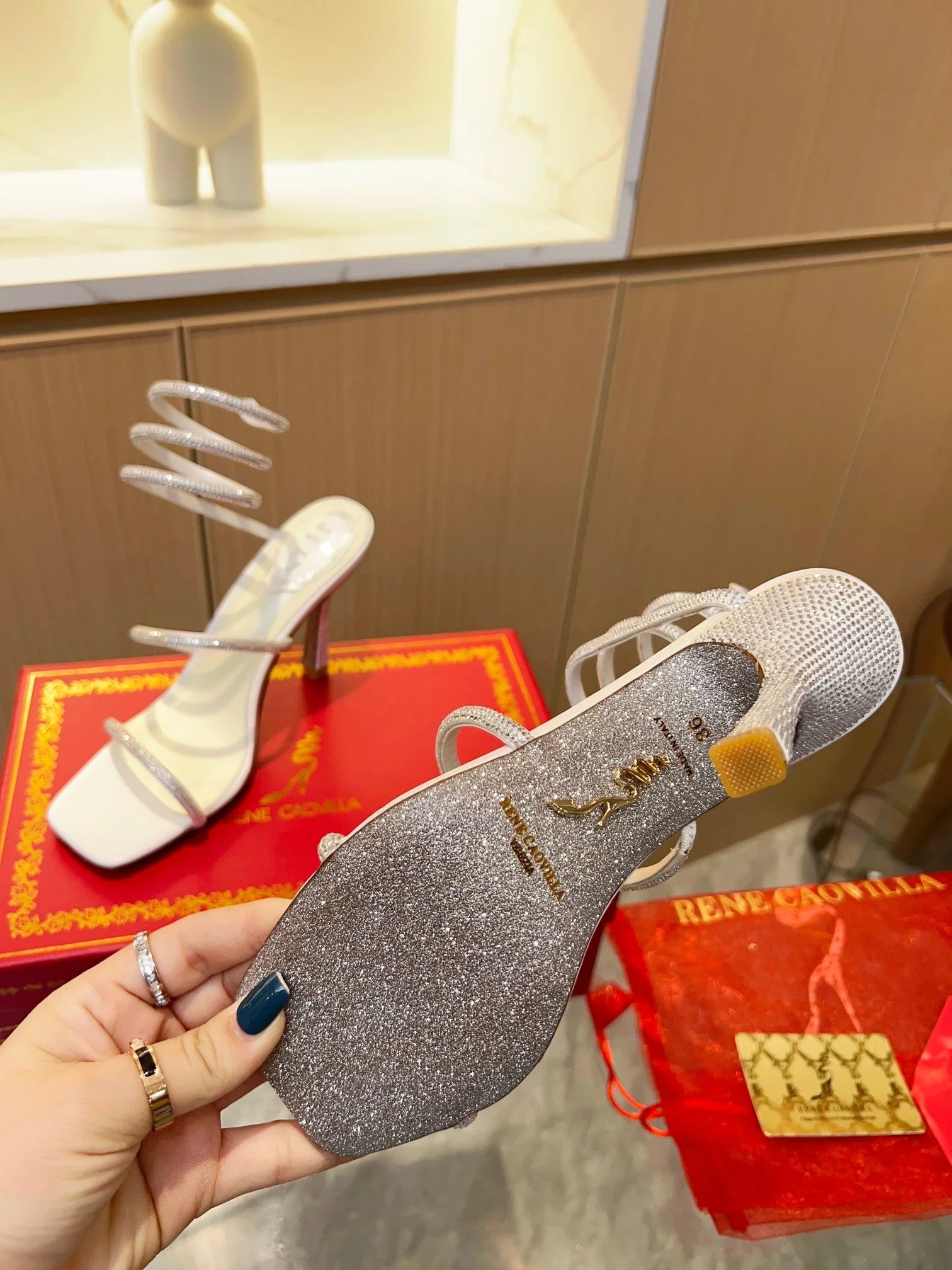 White Cleo Crystal Strap Sandals