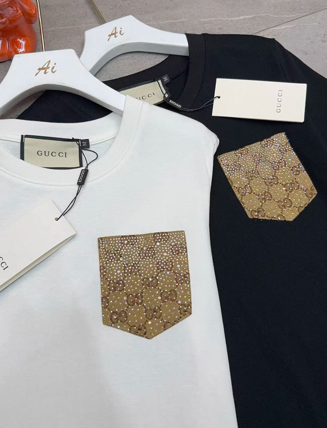 Embellished Pocket T-Shirt & Crystal Mini Skirt Set