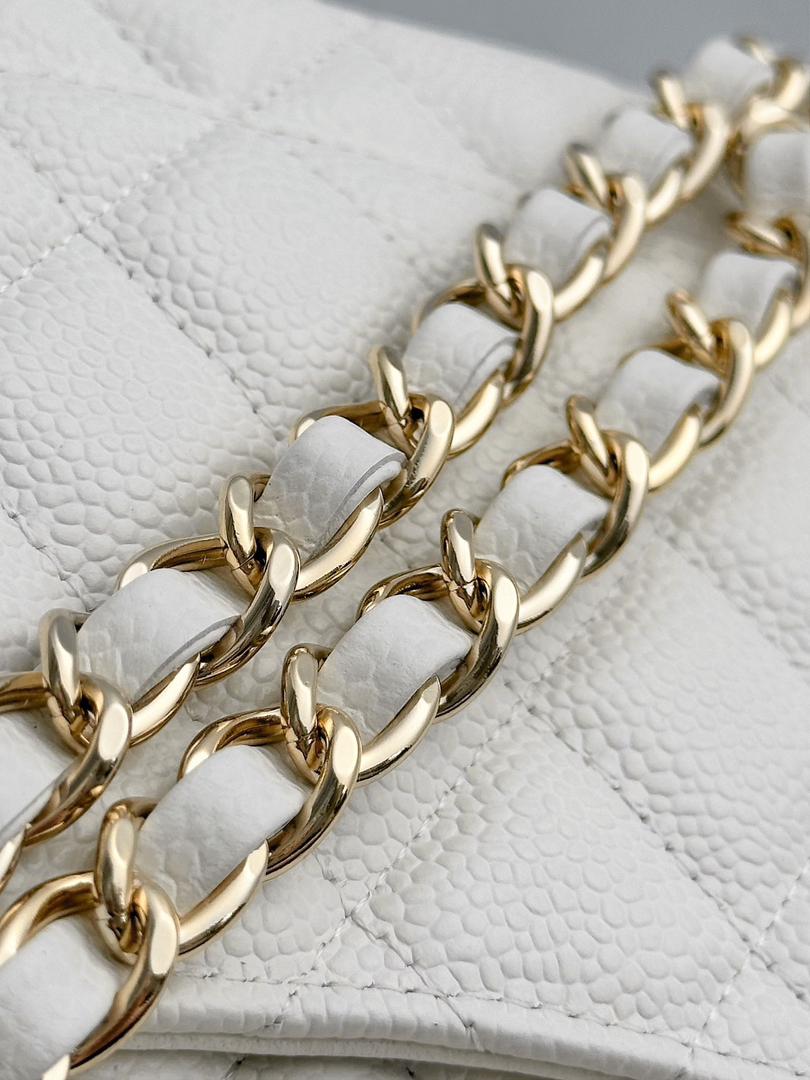 Ivory Quilted Chain Bag White