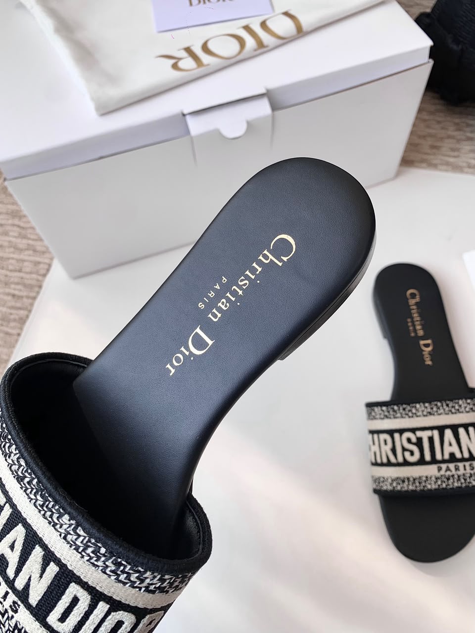 Monogram Woven Slide Sandals