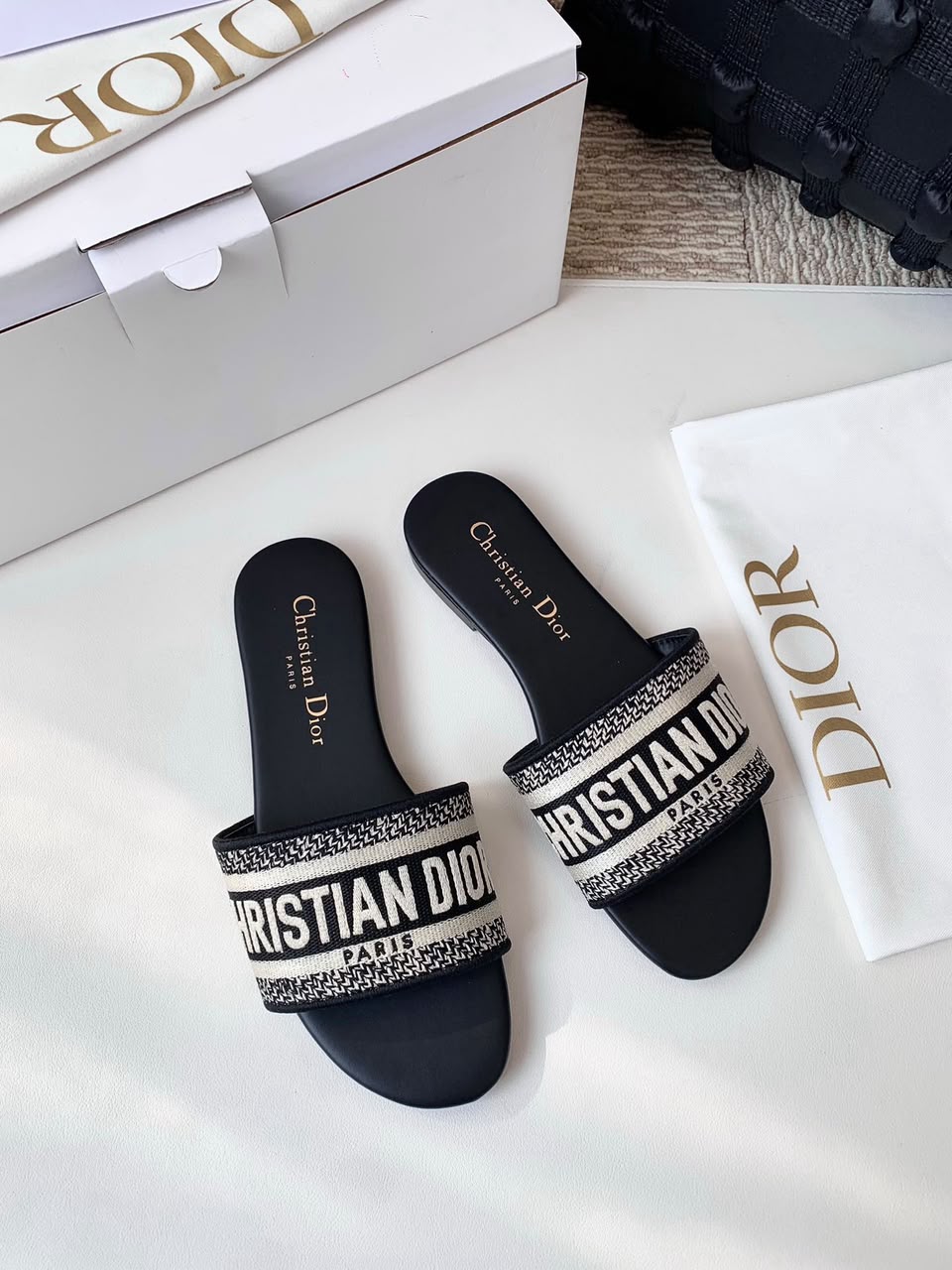Monogram Woven Slide Sandals