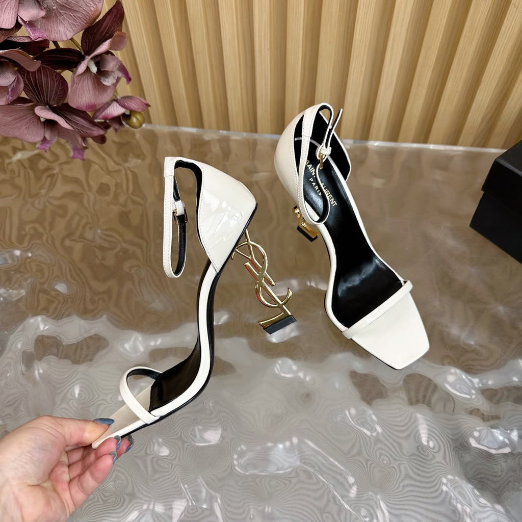 Elegant Square-Toe Stiletto Sandals – White