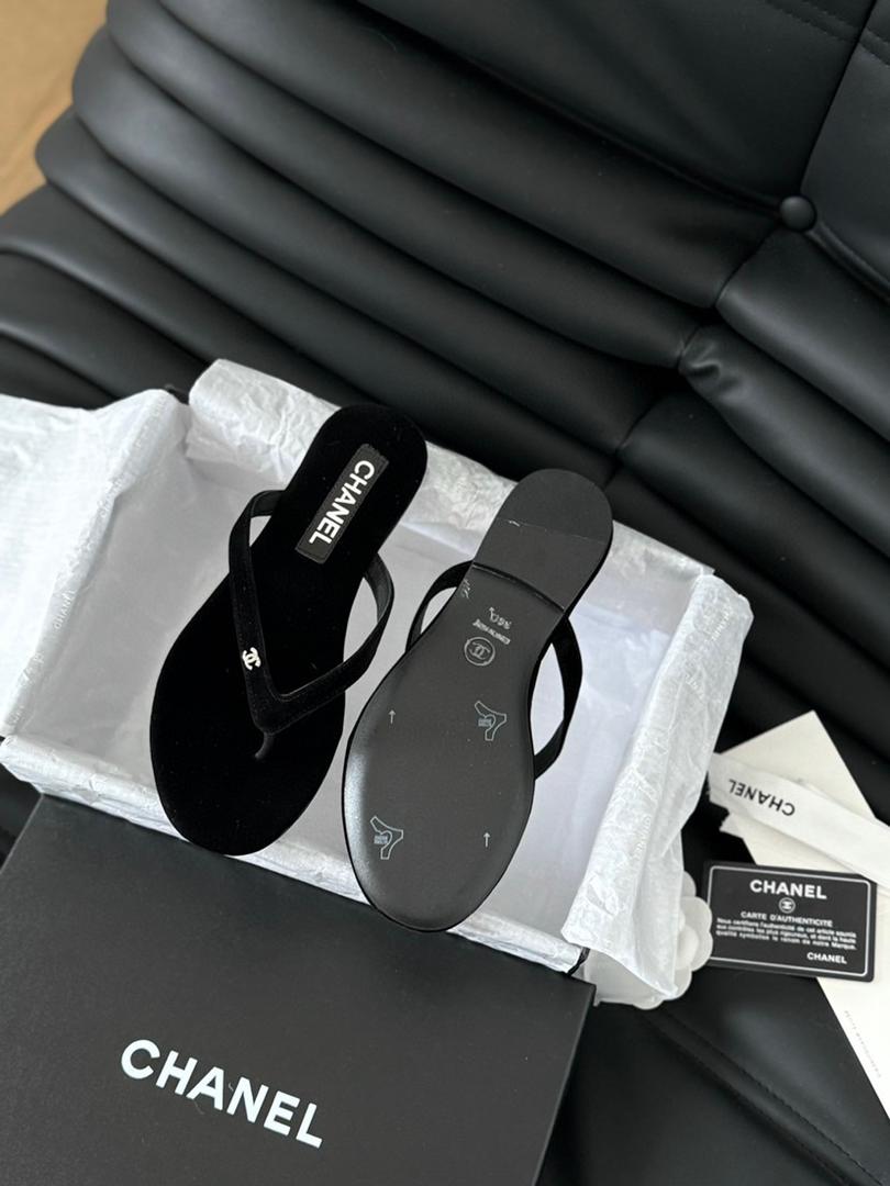 Velvet Minimal Thong Slides