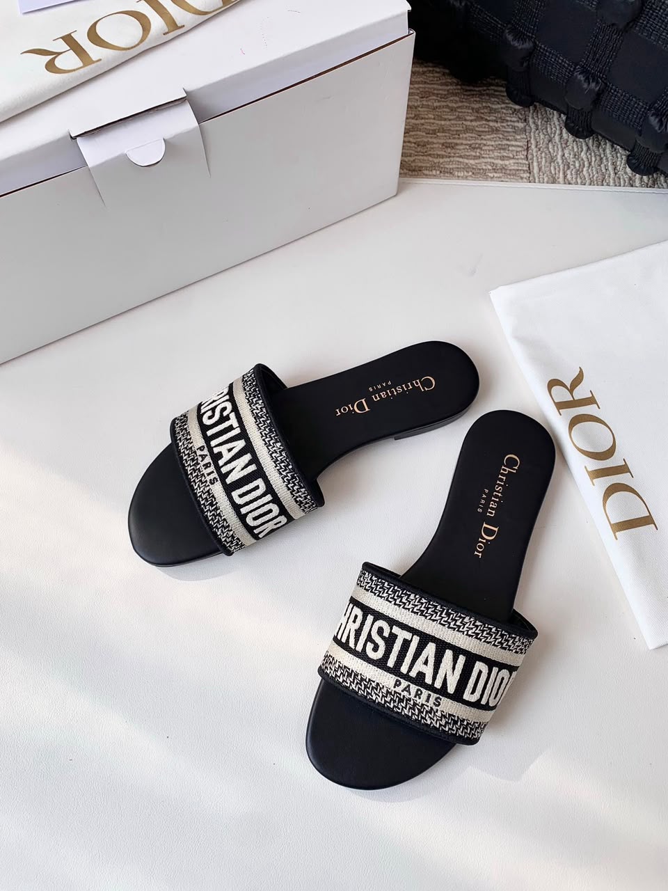Monogram Woven Slide Sandals