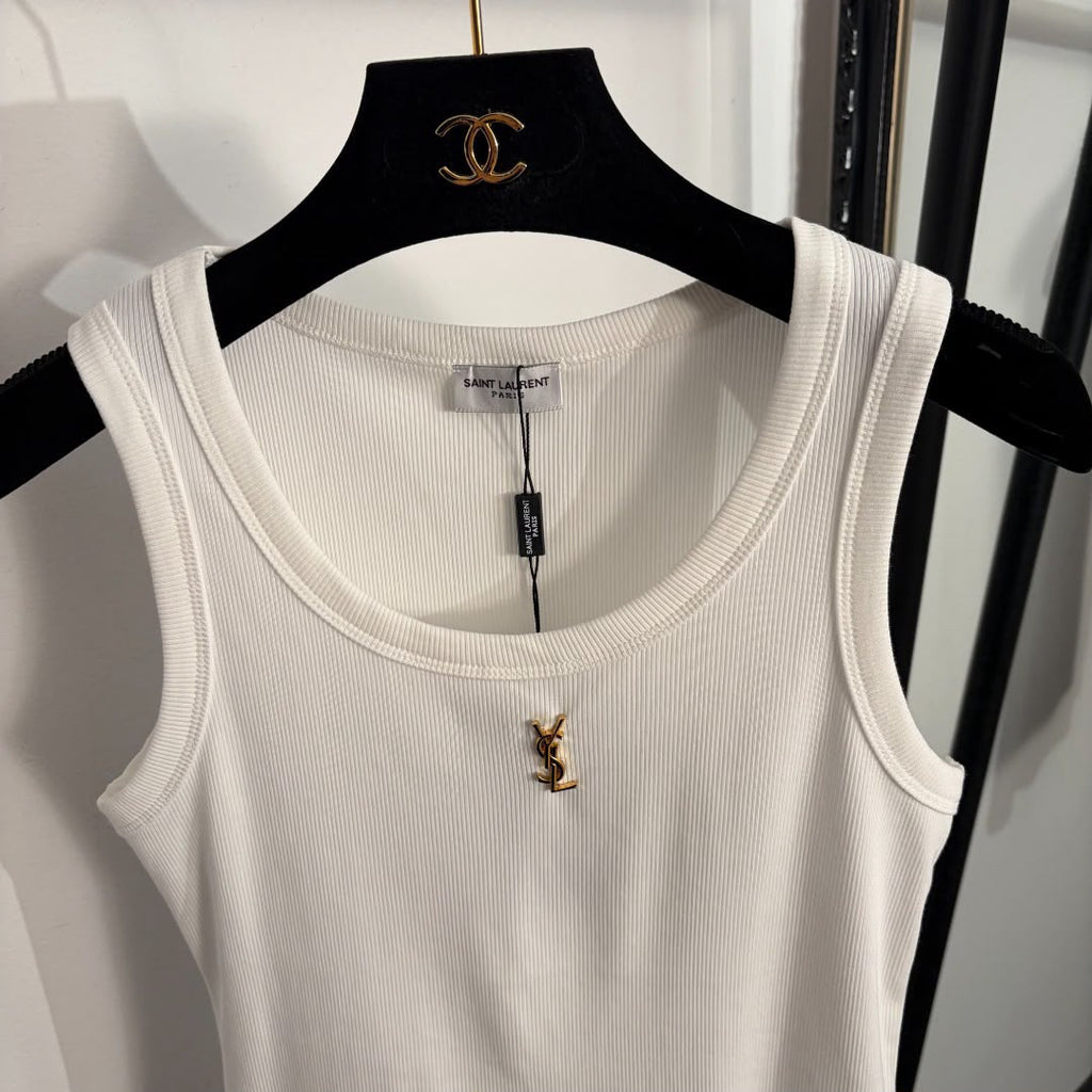 Ribbed Sleeveless Tank Top – Ivory
