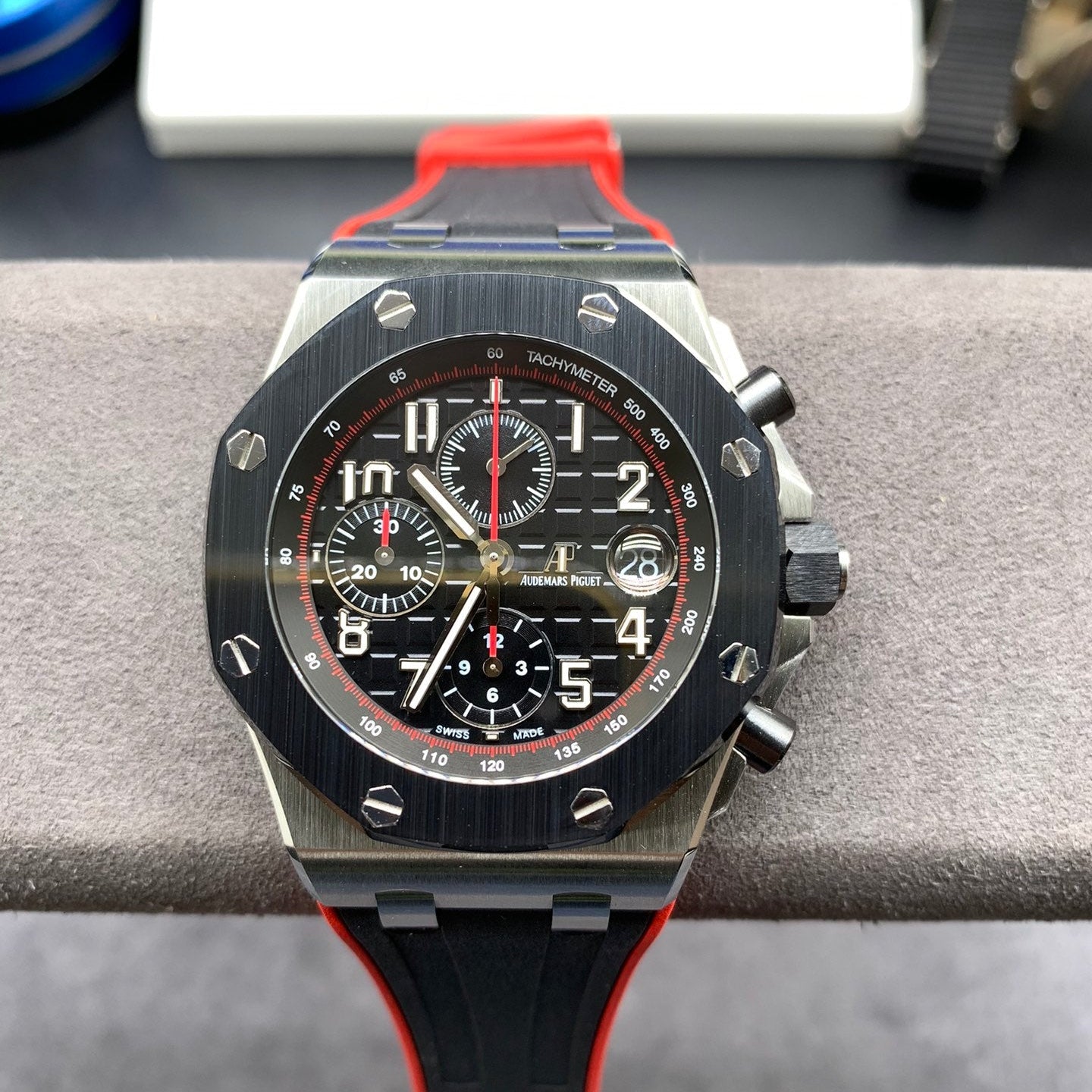 Black Red Chronograph Sport Watch 44 mm