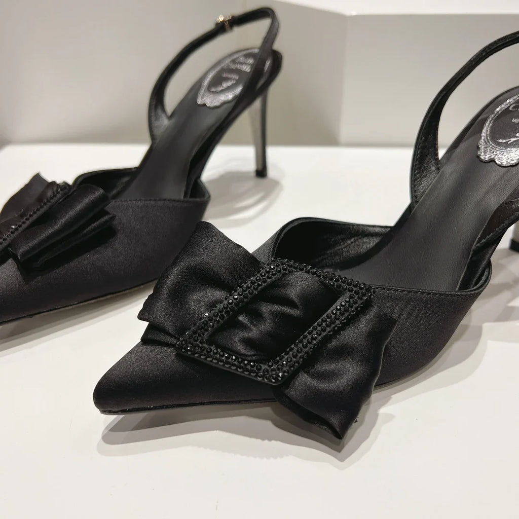 Silk Bow Crystal Heels