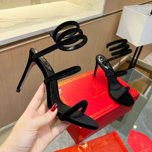 Velvet Snake Crystal Sandals