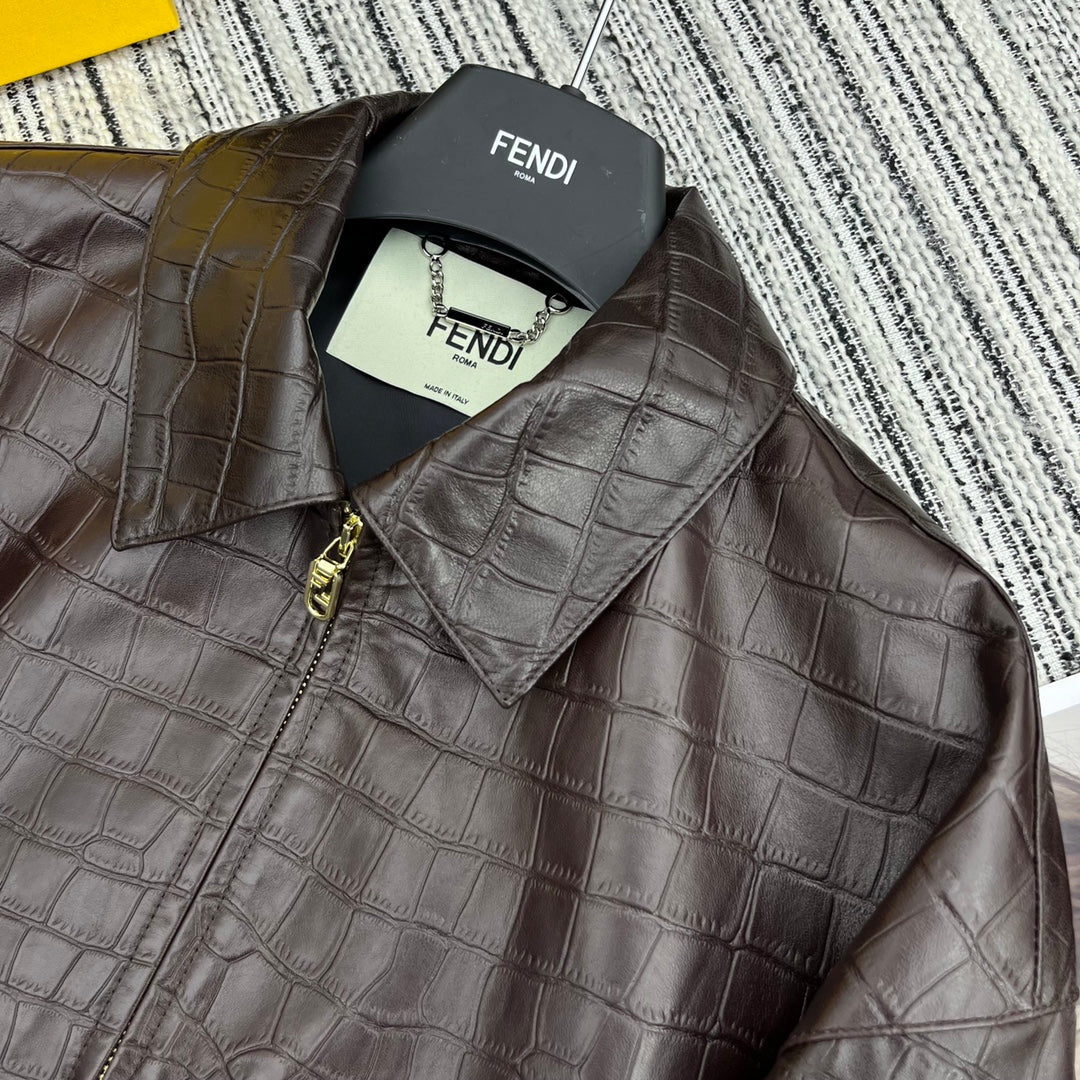 Crocodile Pattern Lambskin Jacket
