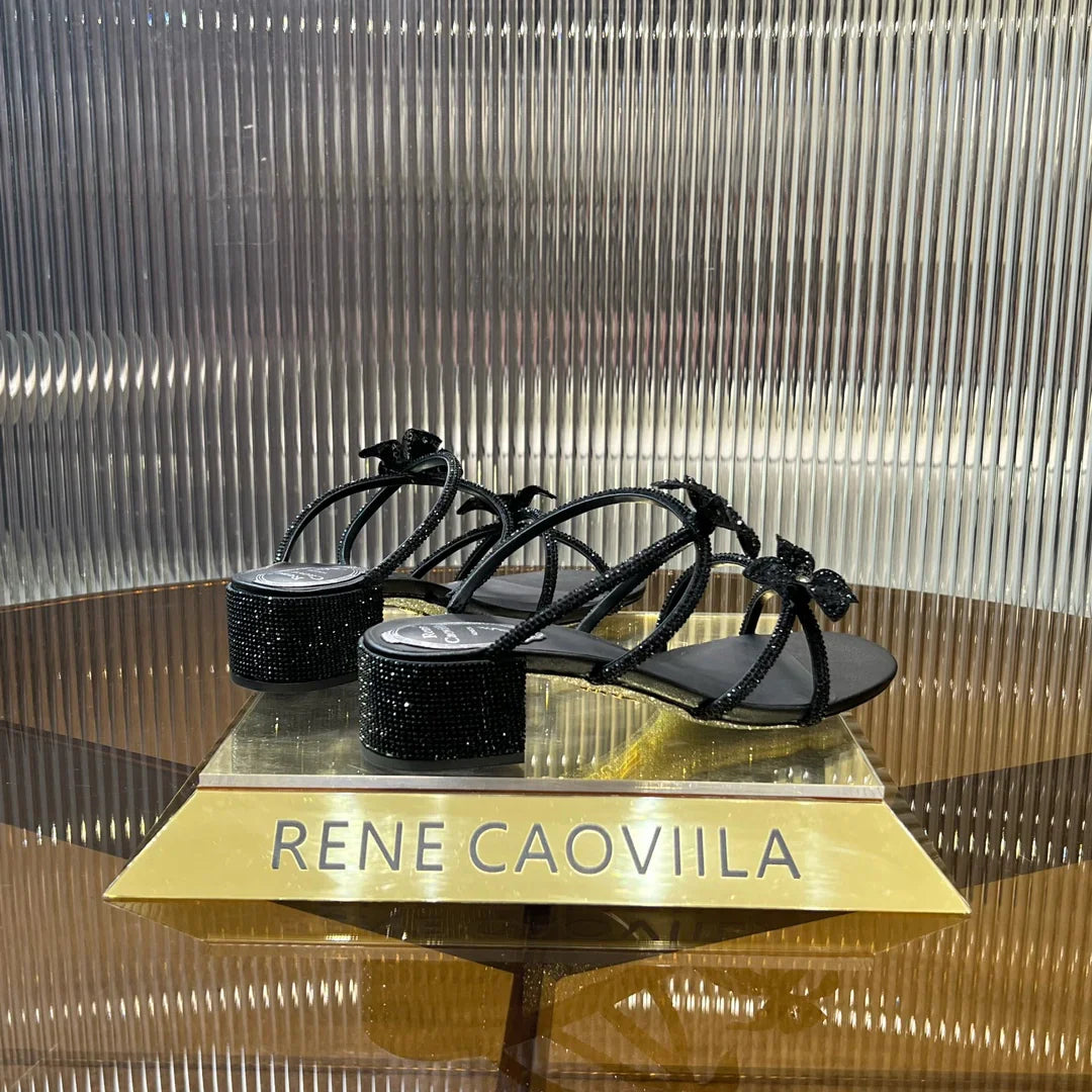 Lace Flower Crystal Sandals